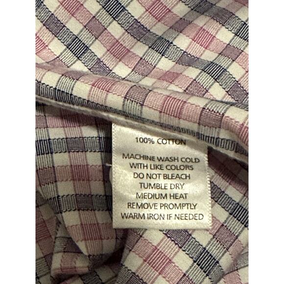 UNTUCKit Shirt Adult Large Wrinkle Free Casual White Blue Pink Plaid Mens - Picture 6 of 6